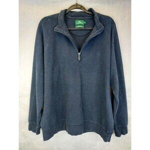Rodd & Gunn 1/4 Zip Sweater Men's L Blue Mock Neck Cotton Pullover Knit Dog Logo